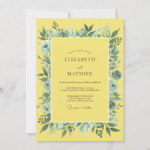 Invitación Arreglo Floral de Salvia Amarilla para Boda