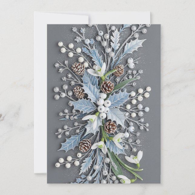 Invitación Arreglo Floral de Snowdrop de Invierno Escarchado (Anverso)