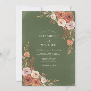 Invitación Arreglo Floral de Terracota Lujurioso para Boda