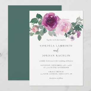 Invitación Arreglo floral Magenta Blush Boda Marfil