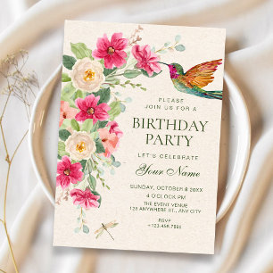Invitación Arreglo floral suave y elegante de cumpleaños