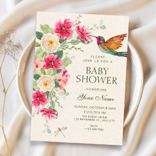 Invitación Arreglo floral suave y elegante para baby shower