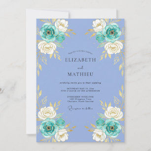Invitación Arreglo Floral Turquesa Boda
