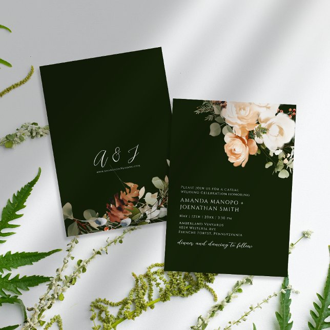 Invitación Arreglos florales de acuarela Boda verde (Subido por el creador)