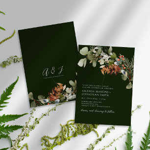 Invitación Arreglos florales de acuarela Boda verde