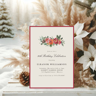 Invitación Arreglos Florales de Navidad Cumpleaños 90 Elegant