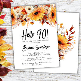 Invitación Arreglos Florales Otoñales para Cumpleaños 90