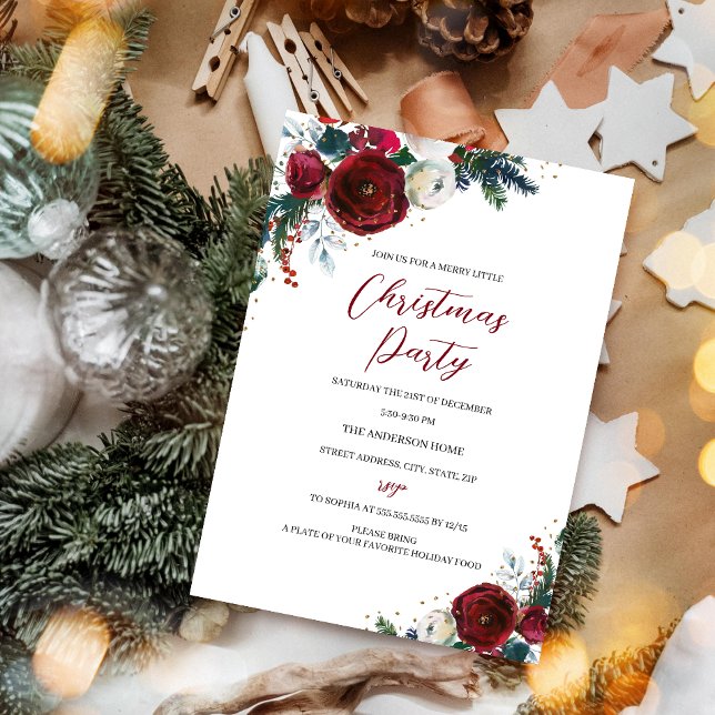 Invitación Arreglos Navideños Festivos Rojo Blanco Fiesta  (Subido por el creador)