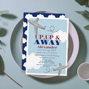 Invitación Arriba Arriba y Lejos Aviones Nube Azul Niño Cumpl