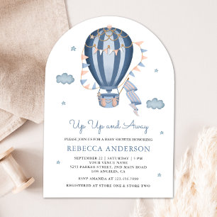Invitación Arriba Arriba y Lejos Globo Aerostático Azul Baby