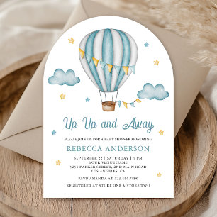 Invitación Arriba Arriba y Lejos Globo Aerostático Azul Baby