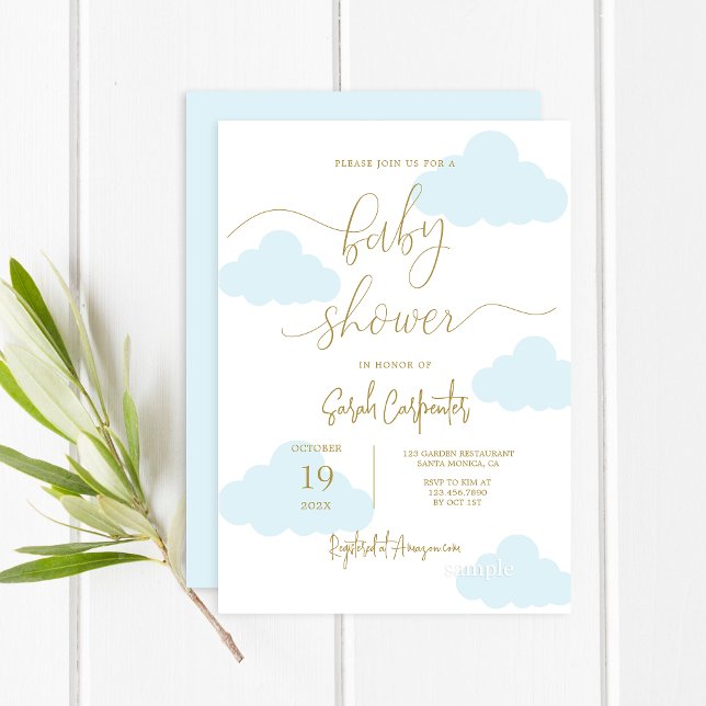 Invitación Arriba en las nubes Baby Shower Boy (Subido por el creador)