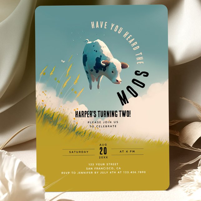 Invitación "Arriba en las nubes" Fiesta de tema vacuno (Subido por el creador)