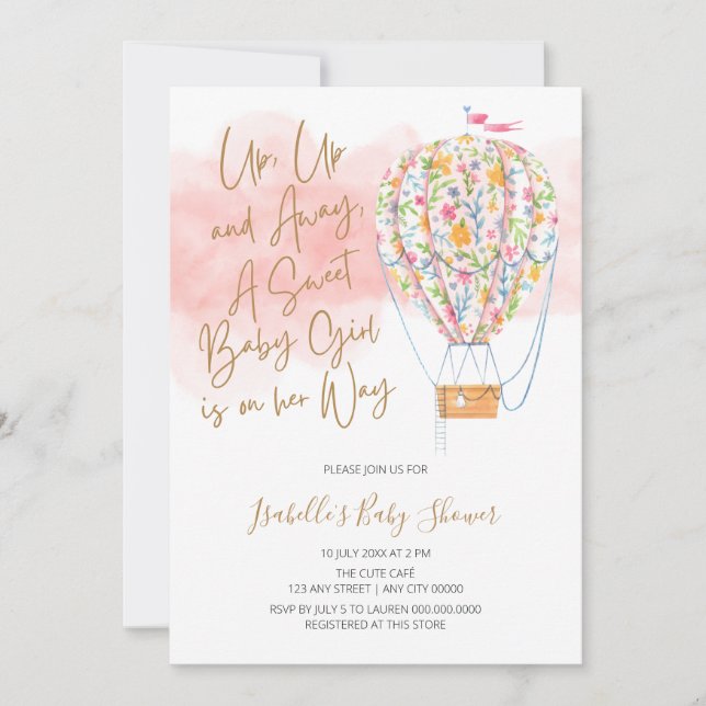 Invitación Arriba Y Fuera De Baby Shower (Anverso)