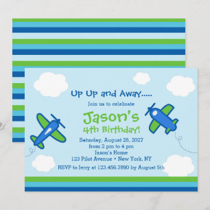 Invitación Arriba y fuera de la fiesta de cumpleaños del avió