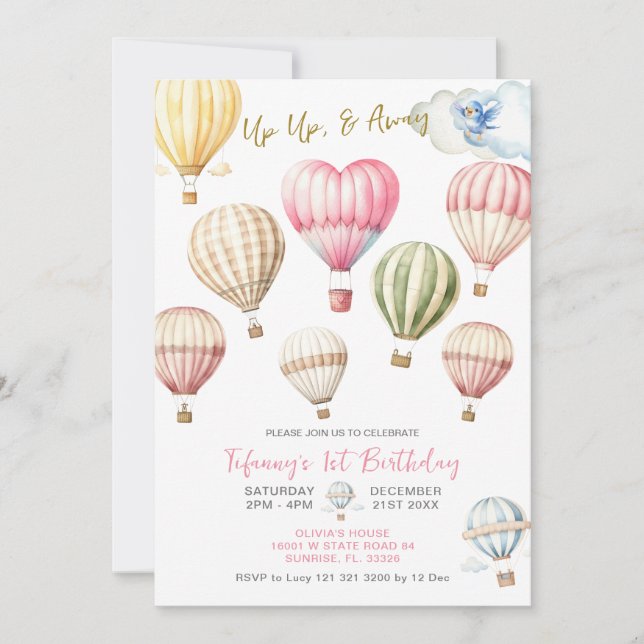 Invitación Arriba y fuera de los globos de aire caliente Chic (Anverso)