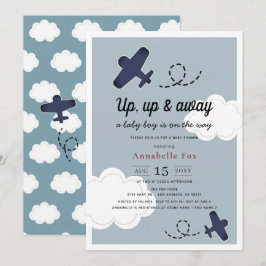 Invitación Arriba y fuera del avión Blue Boy Baby Shower