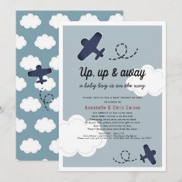 Invitación Arriba y fuera del avión Blue Boy Baby Shower por 