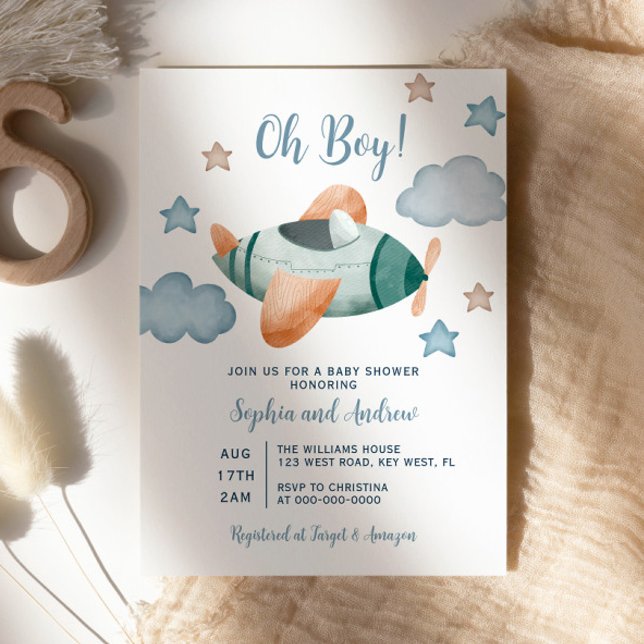 Invitación Arriba y fuera del Baby Shower del avión (Subido por el creador)
