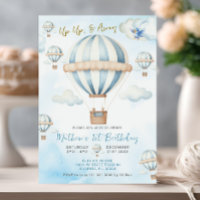 Arriba y lejos Blue Hot Air Balloon Boy 1er cumple