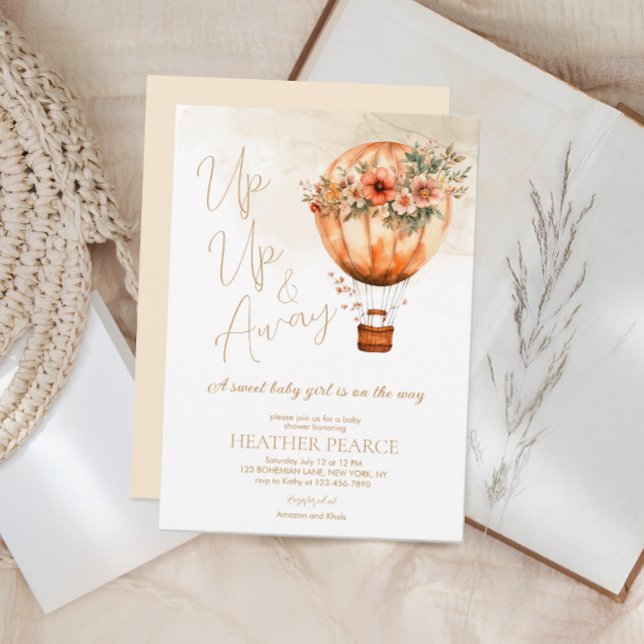Invitación Arriba y lejos Boho Hot Air Balloon Baby Shower (Subido por el creador)