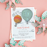 Invitación Arriba y lejos de Vintage Hot Air Balloon Baby Sho<br><div class="desc">Celebra la nueva futura madre con esta caprichosa y neutral invitación a una ducha de bebé con dos globos de aire caliente de época contra un cielo azul suave. ¡No olvides personalizar todo el texto con los detalles de tu fiesta! Se pueden encontrar más elementos coincidentes en la colección siguiente....</div>