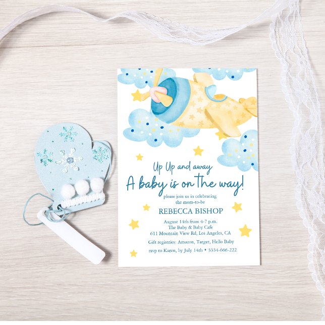 Invitación Arriba y lejos el avión bebé niño niño ducha (Subido por el creador)