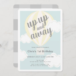 Invitación Arriba y lejos el globo de aire caliente amarillo 