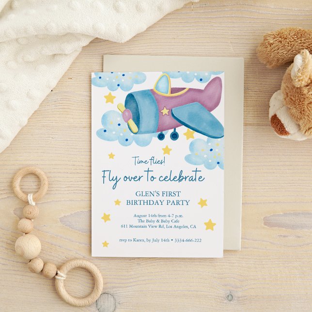 Invitación Arriba y lejos el niño de cumpleaños del avión mor (Subido por el creador)