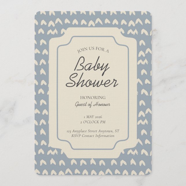 Invitación Arrow Head Geometric Gender Neutral Blue Beige (Anverso)