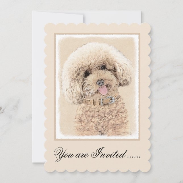 Invitación Arroz de juguete en miniatura de perro crema marró (Anverso)