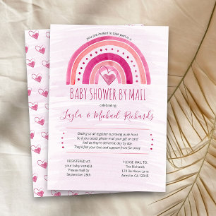 Invitación Arroz rosa arcoiris Lavar Baby Shower por correo