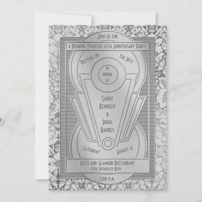 Invitación Art Deco 25 años de la plata (Anverso)