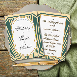 Invitación Art Decó Art Nouveau Floral Gold Tone Moderno