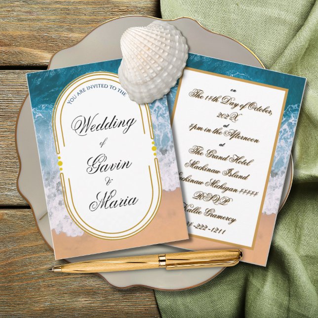 Invitación Art Decó Art Nouveau Floral Gold Tone Moderno (Subido por el creador)