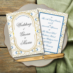 Invitación Art Decó Art Nouveau Floral Gold Tone Moderno