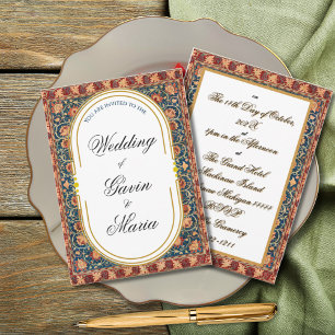 Invitación Art Decó Art Nouveau Floral Oro Tono Vida en el ma