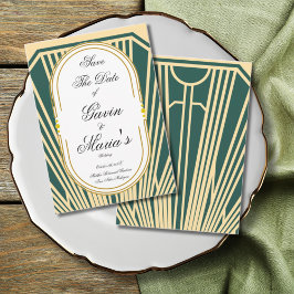 Invitación Art Deco Art Nouveau Striped Gold Tone Modern 