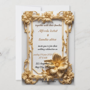 Invitación Art Deco Boda Diamante blanco y Relieve metalizado
