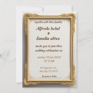 Invitación Art Deco Boda Diamante blanco y Relieve metalizado
