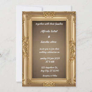 Invitación Art Deco Boda Diamond biege y Relieve metalizado d