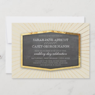 Invitación ART DECO BODA dorado quemadura de sol crema de mar
