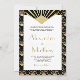 Invitación Art Deco Boda Oro Negro 20 años