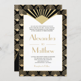 Invitación Art Deco Boda Oro Negro 20 años