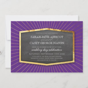 Invitación ART DECO BODA oro quemadura de sol gris rico púrpu