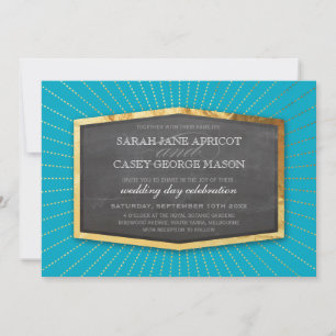 Invitación ART DECO BODA oro quemadura de sol gris turquesa a