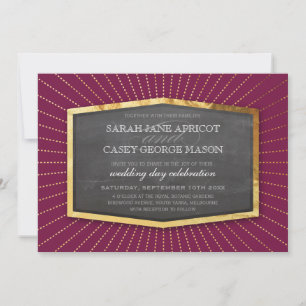 Invitación ART DECO BODA oro quemadura solar grises arándano 