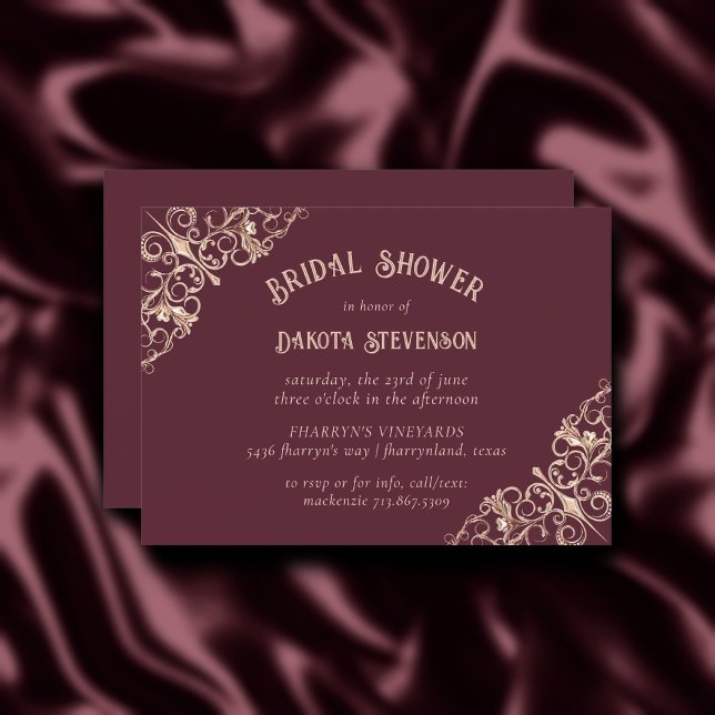 Invitación Art Deco Borgoña | Ducha nupcial de Ornamau (Subido por el creador)
