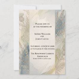 Invitación Art Déco Botánica Azul Polvoriento
