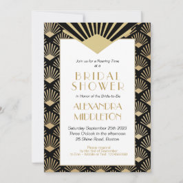 Invitación Art Deco Bridal Shower Black Gold Vintage